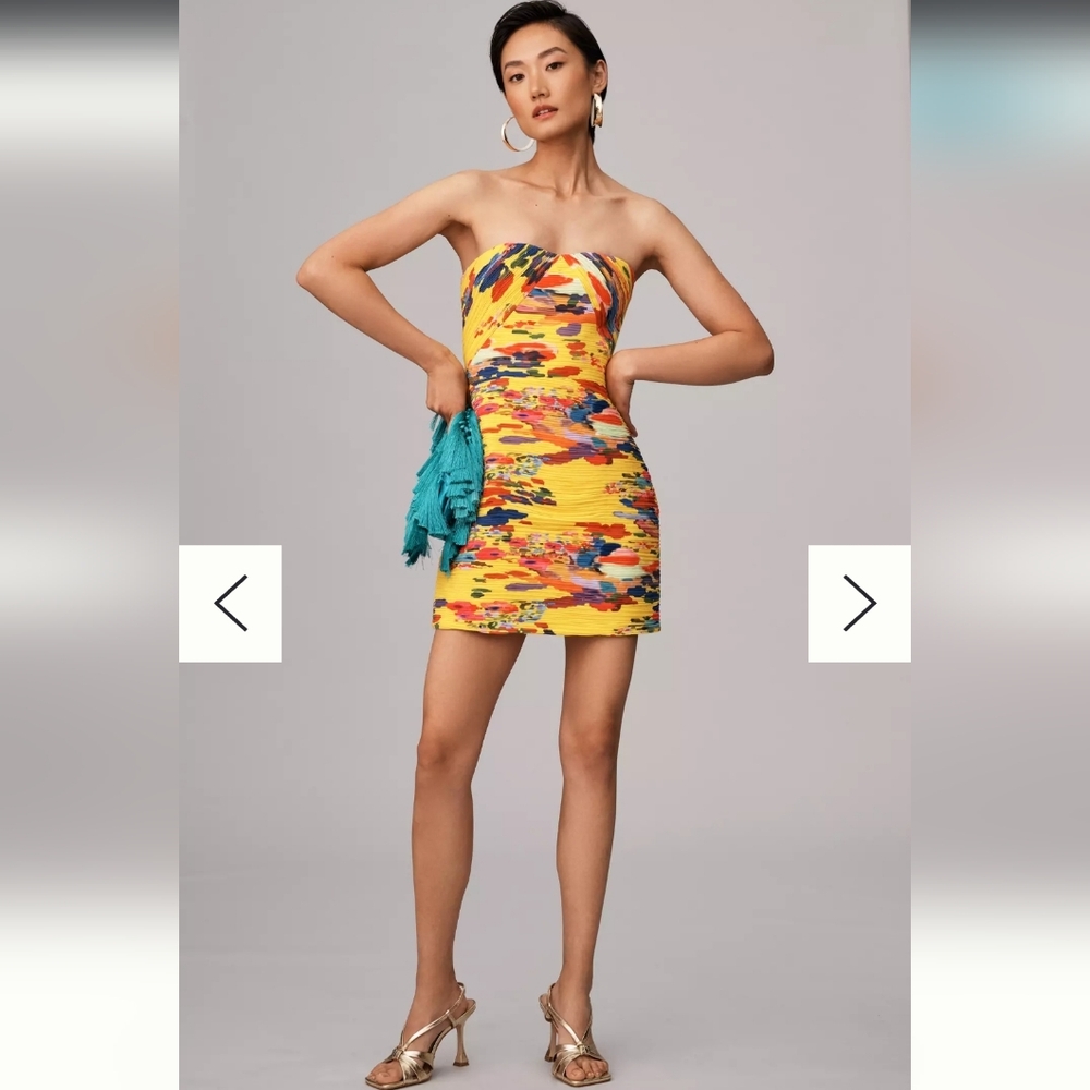 NWT AMUR Jana Strapless Ruched Dress Sz 4